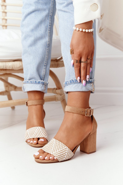 sandálias Com trança com salto marrom claro Honeymoon