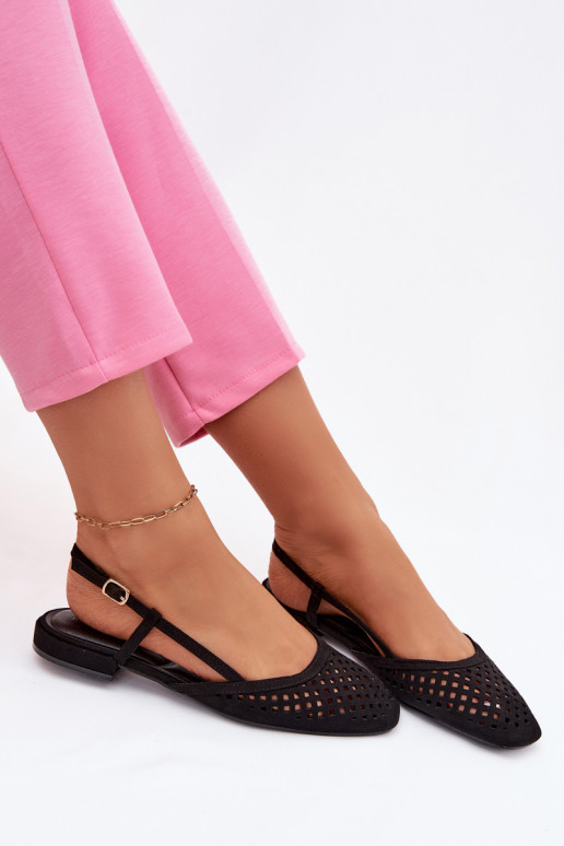 Bailarinas a céu abertode camurça ecológicau cor preta Farivelle