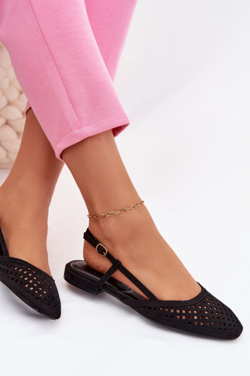 Bailarinas a céu abertode camurça ecológicau cor preta Farivelle