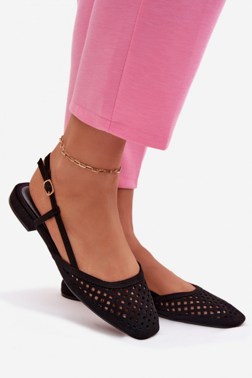 Bailarinas a céu abertode camurça ecológicau cor preta Farivelle