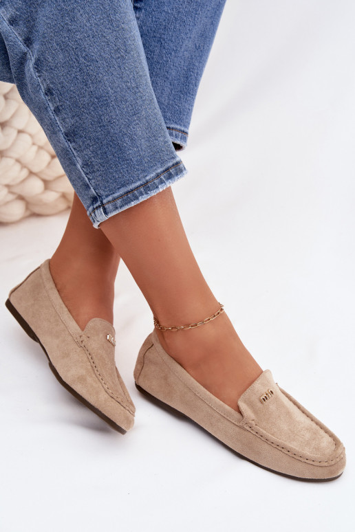 mocassins femininosPequenom cor douradam Detalem bege Sarivelle