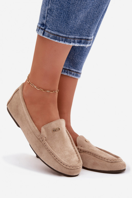 mocassins femininosPequenom cor douradam Detalem bege Sarivelle