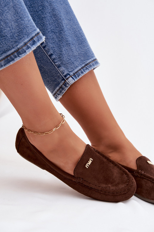 mocassins femininosPequenom cor douradam Detalem CzekoladoParae Sarivelle