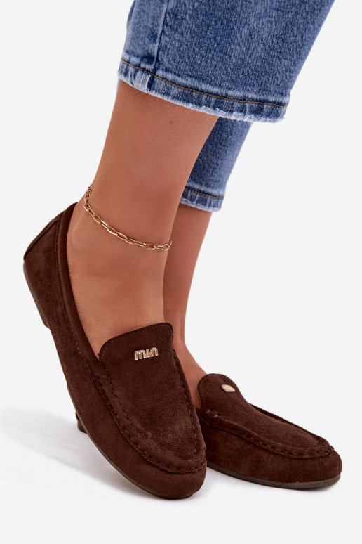 mocassins femininosPequenom cor douradam Detalem CzekoladoParae Sarivelle