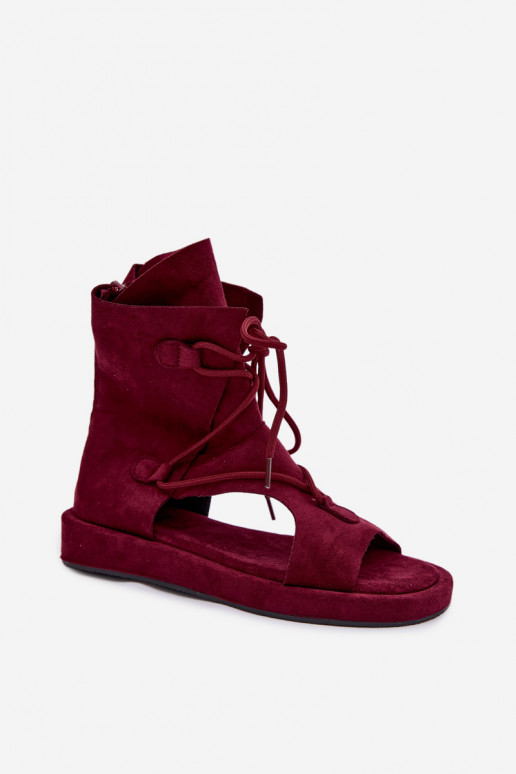 Sandálias femininas de camurça ecológicaoParae com uma bota I EMiązaniem Borgonha Ferlisse