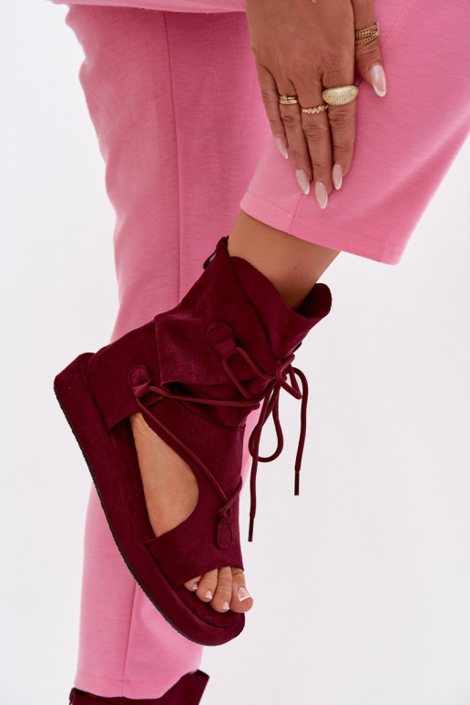 Sandálias femininas de camurça ecológicaoParae com uma bota I EMiązaniem Borgonha Ferlisse