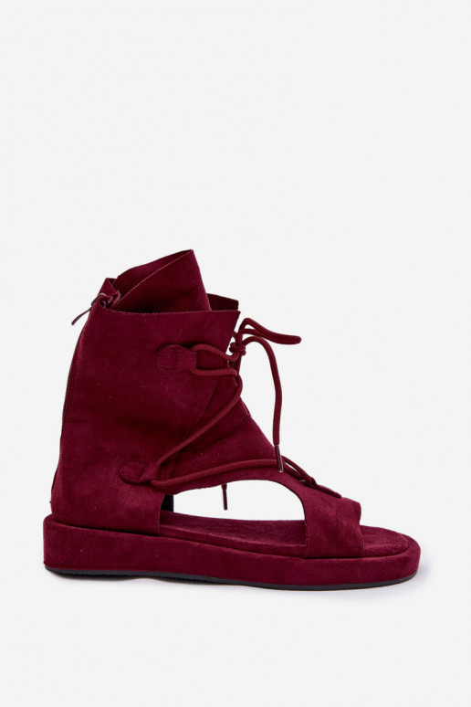 Sandálias femininas de camurça ecológicaoParae com uma bota I EMiązaniem Borgonha Ferlisse