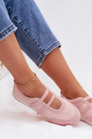 Bailarinas femininas estilo esportivo com tiras cor rosa Farvessa