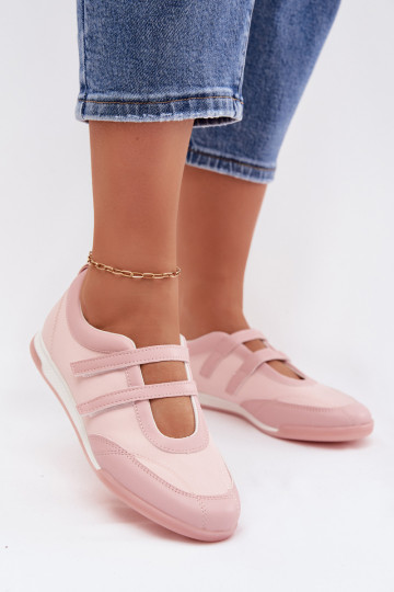 Bailarinas femininas estilo esportivo com tiras cor rosa Farvessa 2