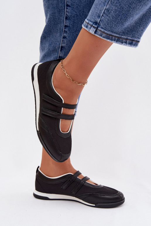 Estilo esportivo Bailarinas Feminino com listras cor preta Farvessa