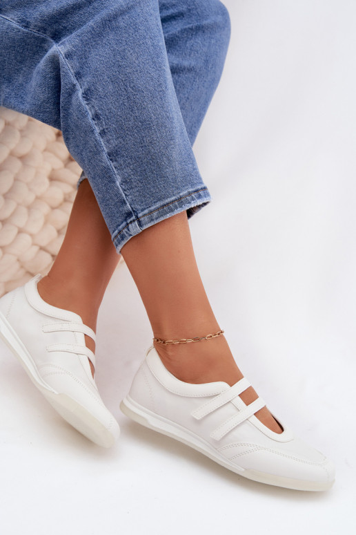 Estilo esportivo Bailarinas Feminino com listras cor branca Farvessa