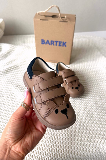 Pele sapato Barefoot Infantil Com Urso Bartek 8600654 bege 2