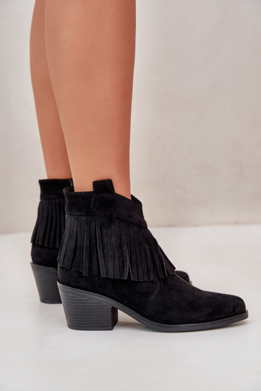 botas estilo coParaboy Feminino Casal o castelo de camurça ecológicaoParae cor preta S.Barski HY42-127