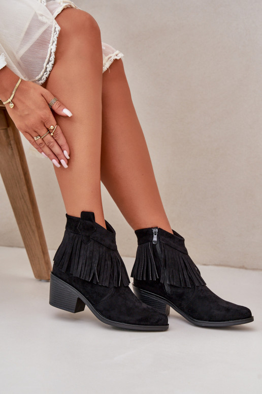 botas estilo coParaboy Feminino Casal o castelo de camurça ecológicaoParae cor preta S.Barski HY42-127