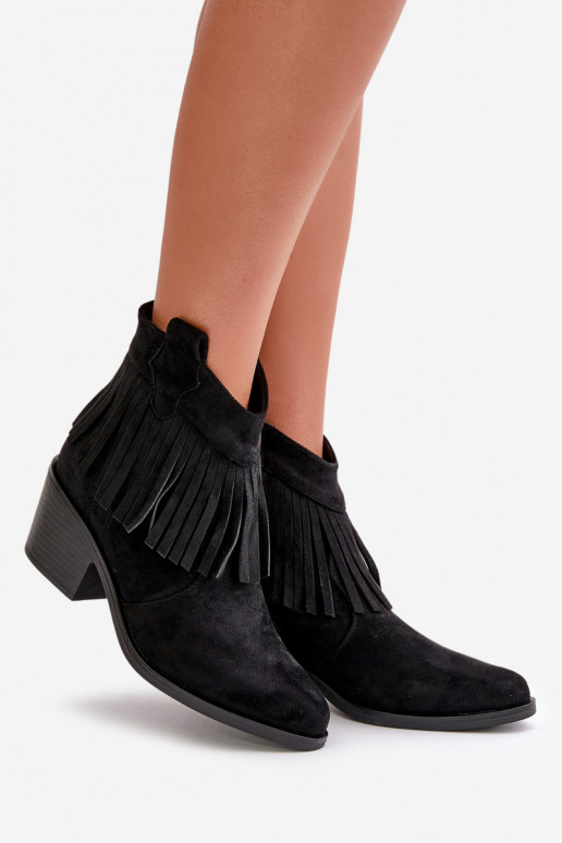 botas estilo coParaboy Feminino Casal o castelo de camurça ecológicaoParae cor preta S.Barski HY42-127