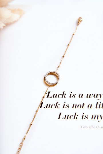 Feminino Elegante Um bracelete com lindos detalhes E zircões cor dourada