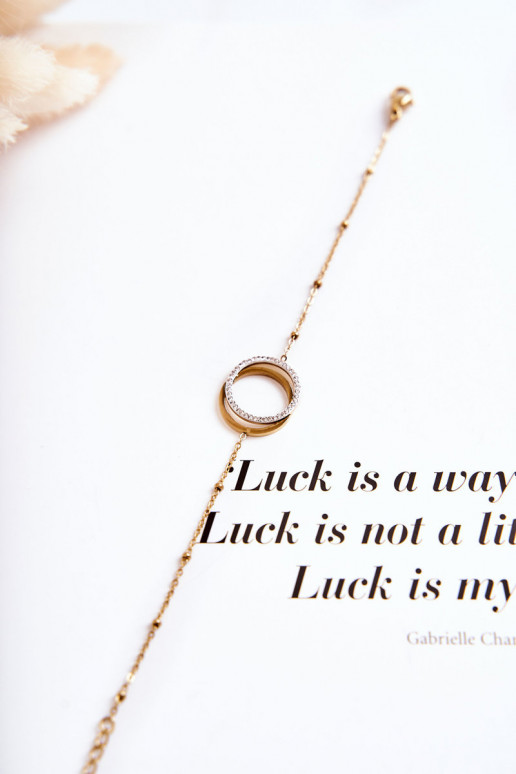 Feminino Elegante Um bracelete com lindos detalhes E zircões cor dourada