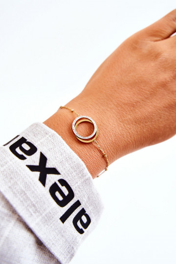 Feminino Elegante Um bracelete com lindos detalhes E zircões cor dourada 2