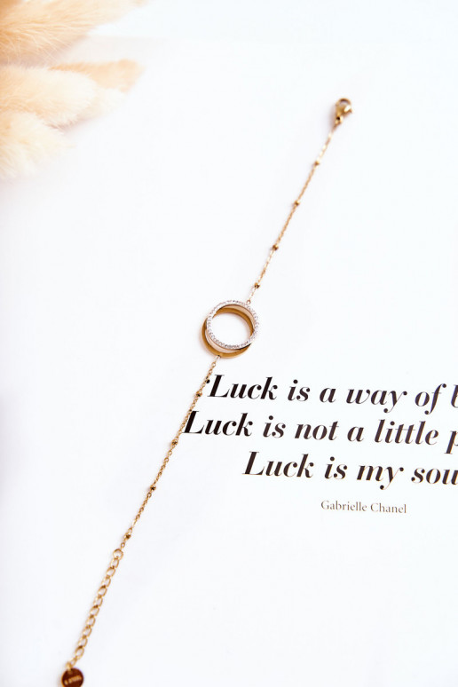 Feminino Elegante Um bracelete com lindos detalhes E zircões cor dourada