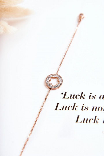 Feminino Um bracelete Celebridade com motivos florais I com ilhós de zircônio cor ouro rosa