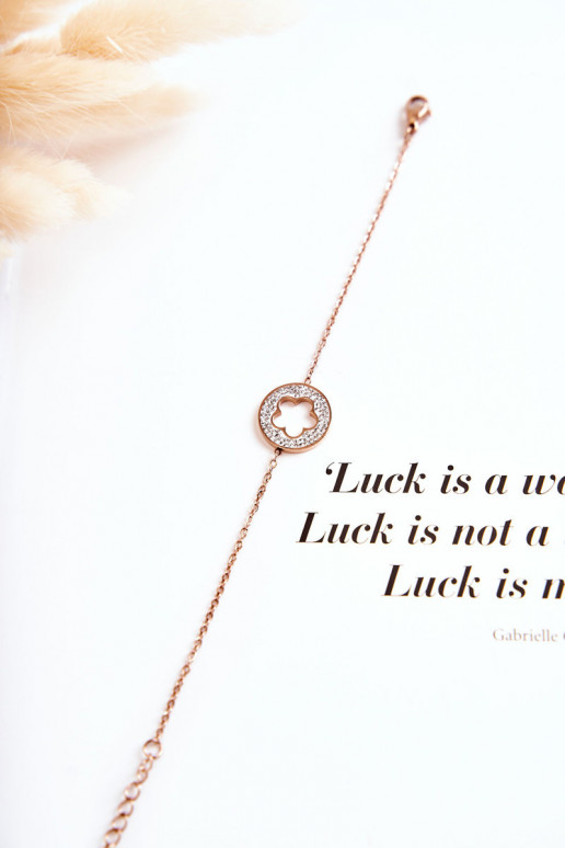 Feminino Um bracelete Celebridade com motivos florais I com ilhós de zircônio cor ouro rosa