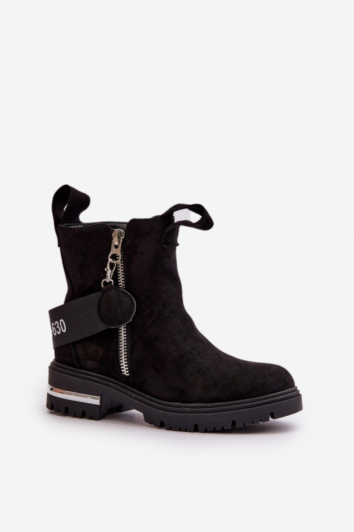 aquecimento Botas femininas com zíperes cor preta Calvaro