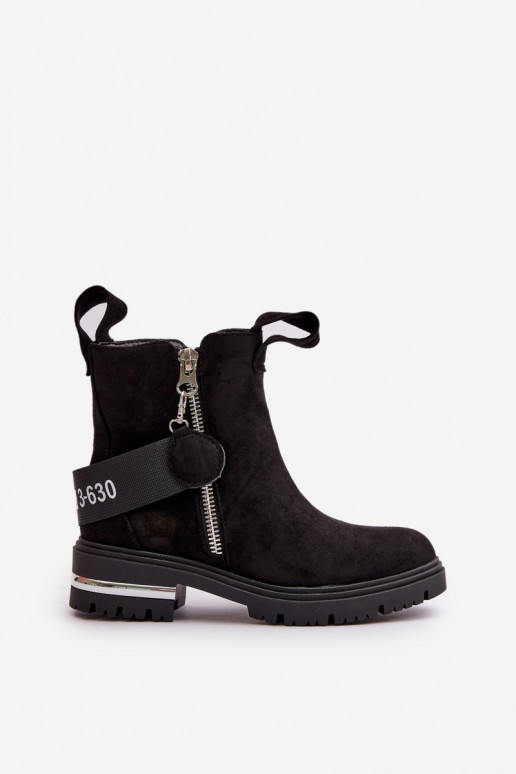 aquecimento Botas femininas com zíperes cor preta Calvaro