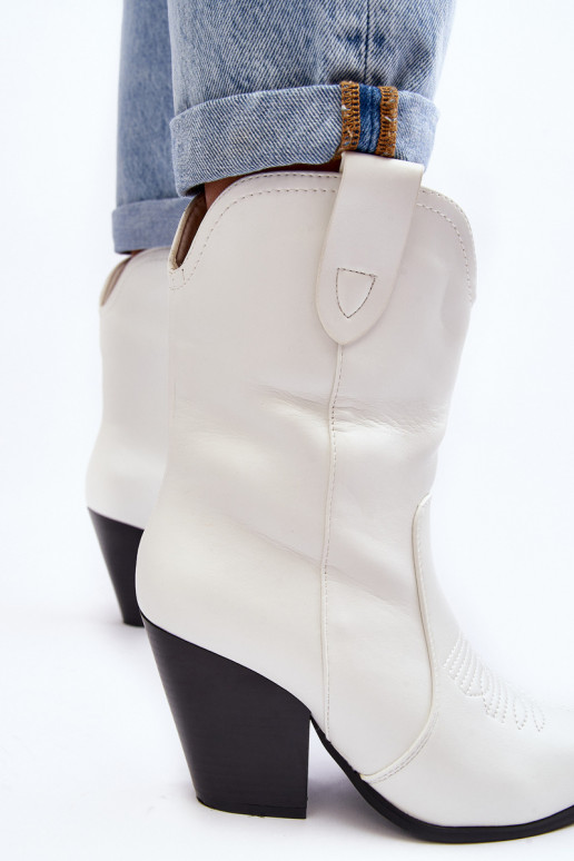 Feminino botas estilo coParaboy com salto cor branca Melaitia