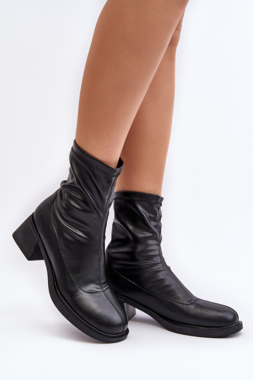 Botas femininas De salto baixo cor preta Aphroteia