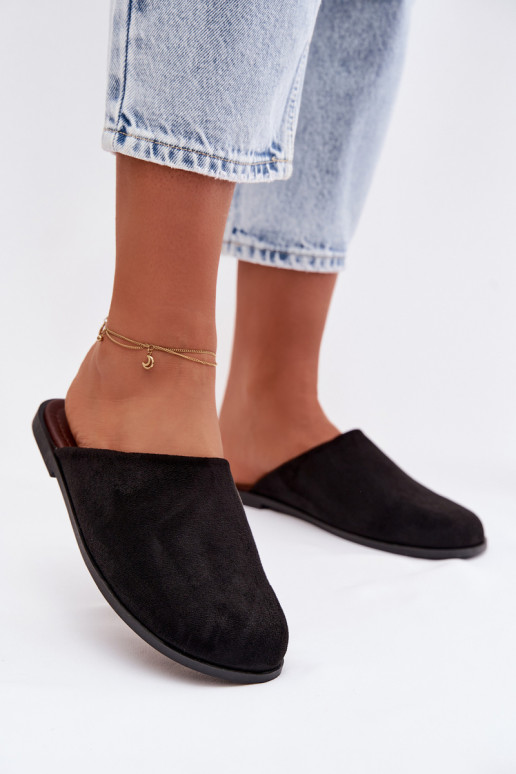 Chinelos Apartamento femininode camurça ecológicau cor preta Veronelle