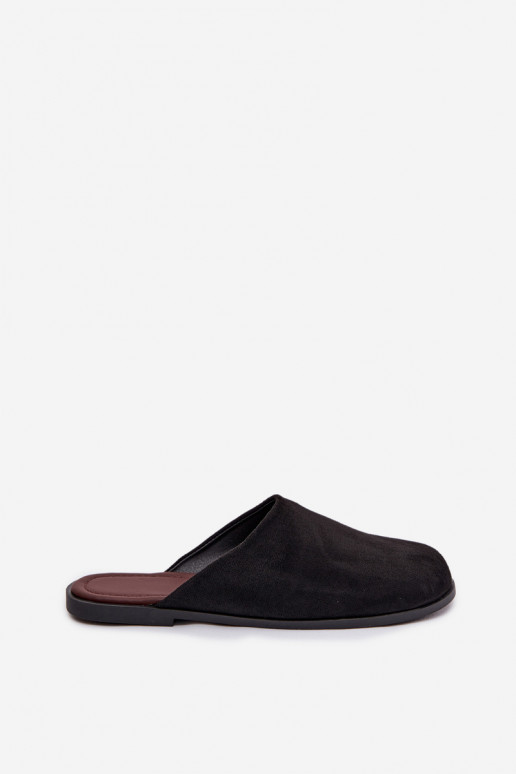 Chinelos Apartamento femininode camurça ecológicau cor preta Veronelle