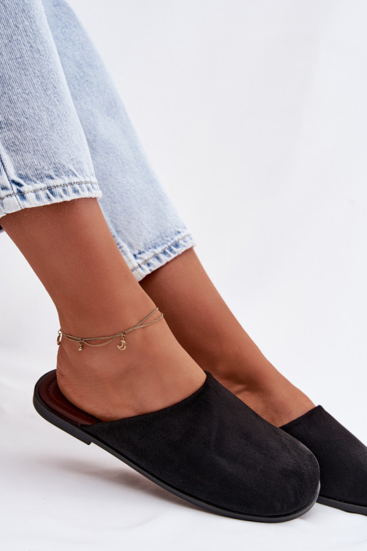 Chinelos Apartamento femininode camurça ecológicau cor preta Veronelle