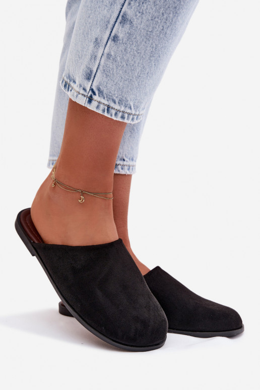 Chinelos Apartamento femininode camurça ecológicau cor preta Veronelle