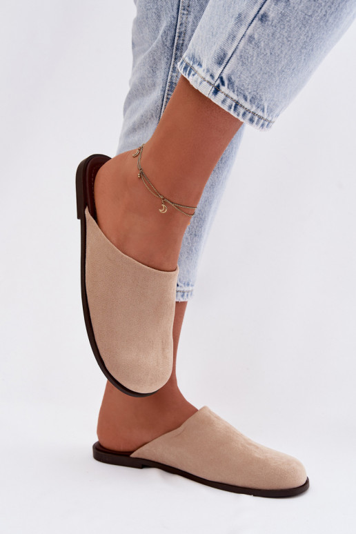 Chinelos Apartamento femininode camurça ecológicau bege Veronelle