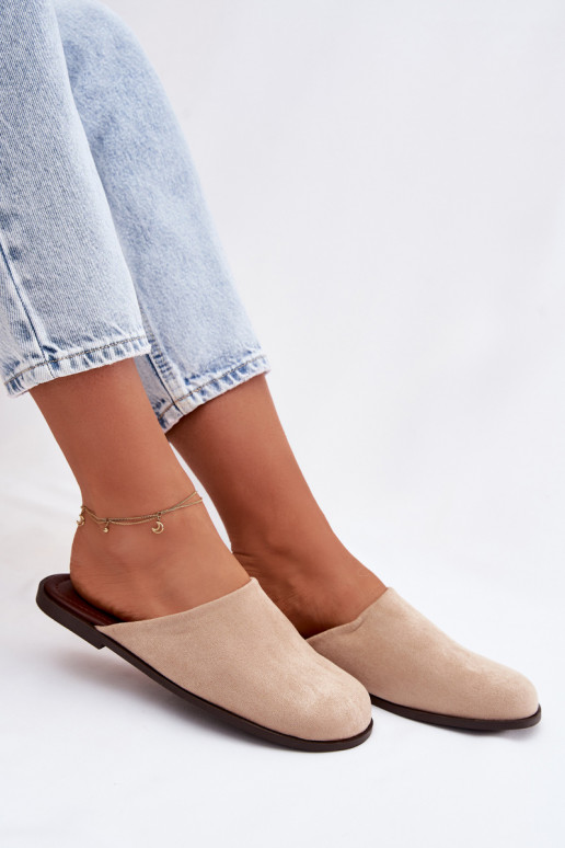 Chinelos Apartamento femininode camurça ecológicau bege Veronelle