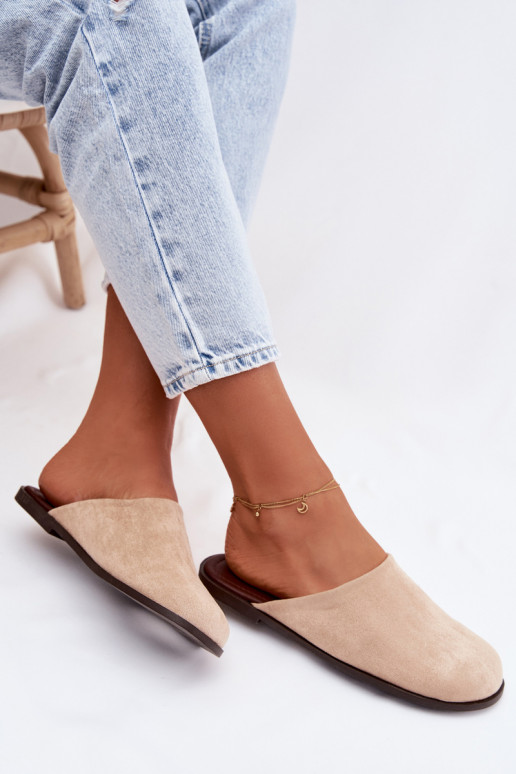 Chinelos Apartamento femininode camurça ecológicau bege Veronelle