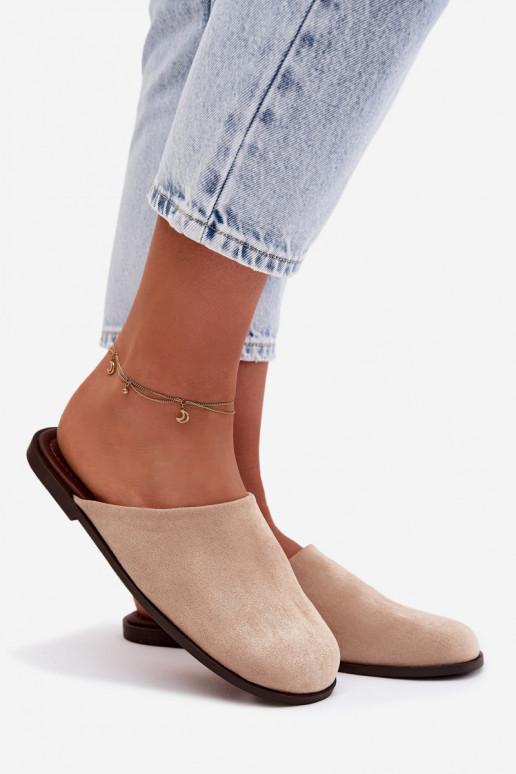 Chinelos Apartamento femininode camurça ecológicau bege Veronelle