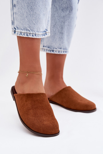 Chinelos Apartamento femininode camurça ecológicau cor marrom Veronelle 2