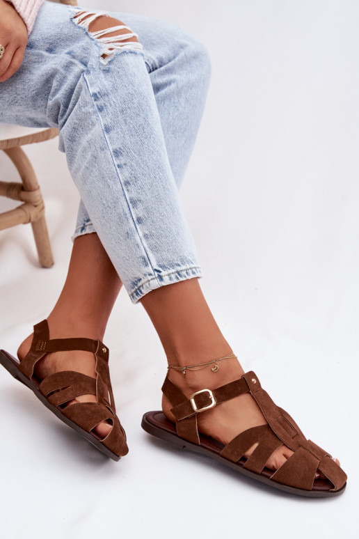 Sandálias femininas Rzymianki isósceles cor marrom Belanessa