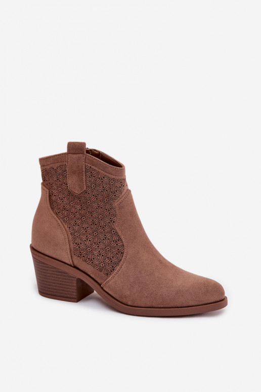 Botas a céu aberto Feminino com salto S.Barski HY61-8013 cor marrom