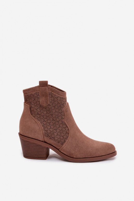 Botas a céu aberto Feminino com salto S.Barski HY61-8013 cor marrom