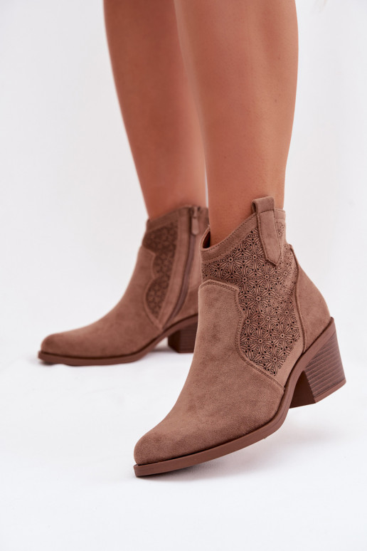 Botas a céu aberto Feminino com salto S.Barski HY61-8013 cor marrom