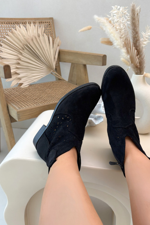 Botas a céu aberto Feminino com salto largo S.Barski HY61-8026 cor preta