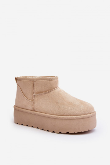 Botas femininas de neve com plataforma na cor marfim Mennja
