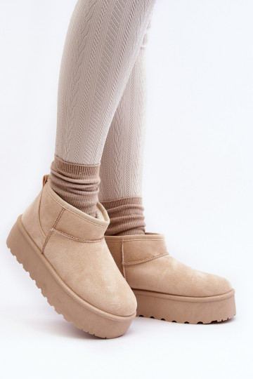 Botas femininas de neve com plataforma na cor marfim Mennja 2
