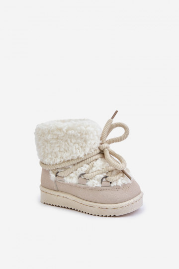 Botas infantis quentes de neve com tiras na cor areia Asija
