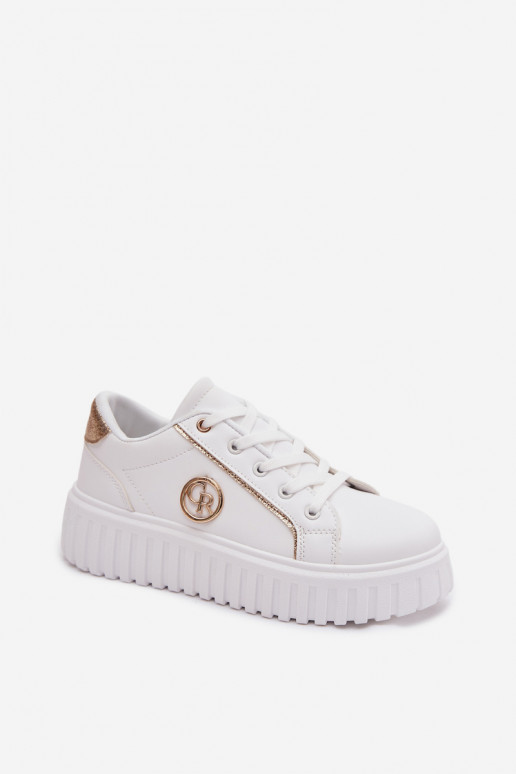 À modalo de tênis Feminino com uma plataforma Com decorações Detalem cor branca Iselora