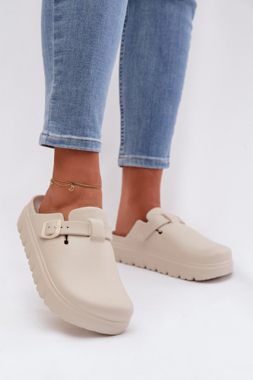 Chinelos leves Chinelos femininos com alças I com fivelas bege Larinie 2