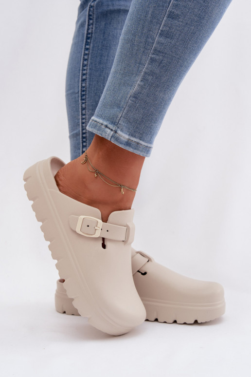 Chinelos leves Chinelos femininos com alças I com fivelas bege Larinie