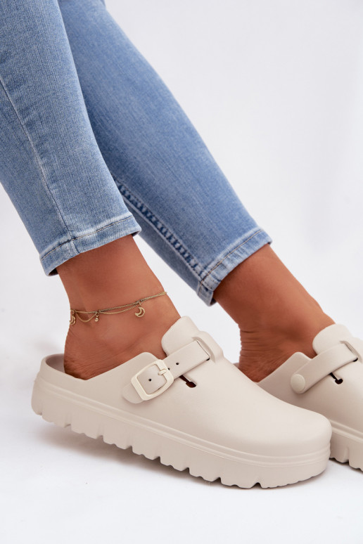 Chinelos leves Chinelos femininos com alças I com fivelas bege Larinie